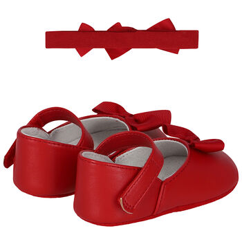 Baby Girls Red Bow Pre Walker Shoes Set